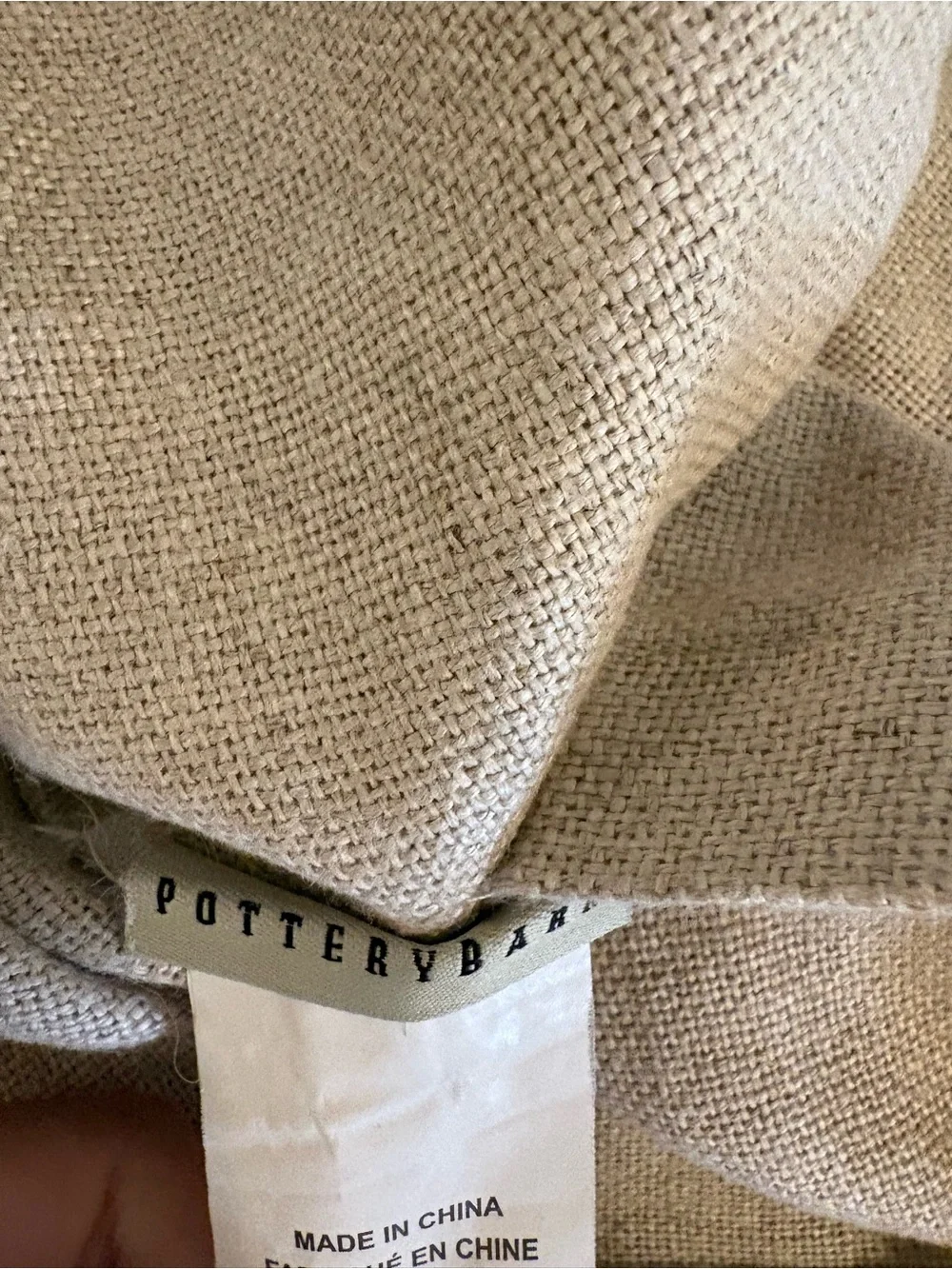 Pottery Barn || Linen Big Button Pillow Shams Pair 18” Square Tan Beige